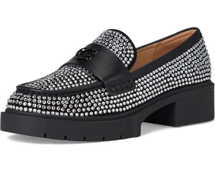 COACH лоферы Leah с кристаллами на каблуке и резиновой подошвой