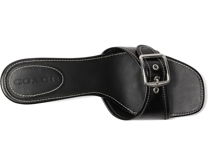 Кожаные босоножки COACH Margot на низком каблуке с пряжкой