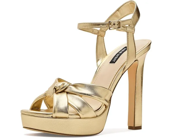 Вечерние сандалии Nine West Windee на высоком тонком каблуке с узлом и регулируемой лямкой