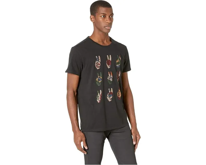 Футболка John Varvatos Star U.S.A. MULTI PEACE HAND с вышивкой
