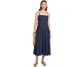 Джинсовое миди платье Pintucked Denim Midi Adrianna Papell с квадратным вырезом