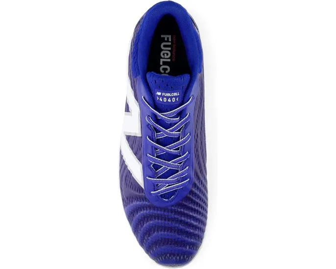 Бейсбольные бутсы New Balance FuelCell 4040 v7 с металлическими шипами синие с белым