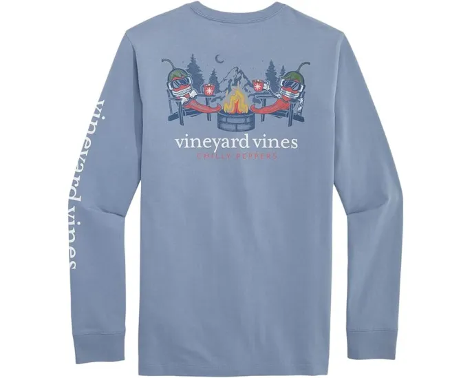Vineyard Vines Kids футболка с длинным рукавом Chilly Peppers с карманом и принтом