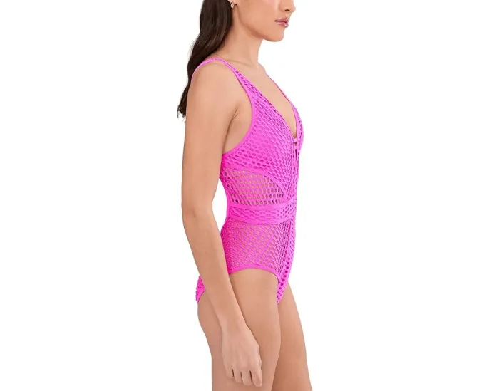 Цельный купальник BECCA Modern Edge Rib Mira с V-образной формой и плиссировкой