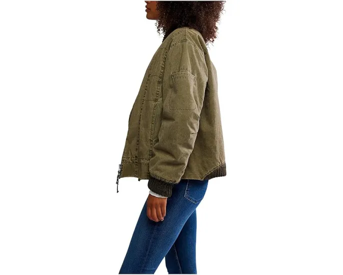 Куртка Jax Washed Bomber от Free People оливкового цвета