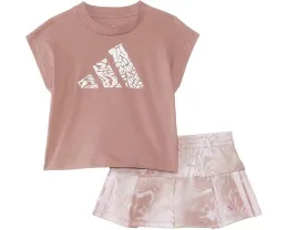 Комплект adidas Kids из топа без рукавов и юбки-шорт с принтом