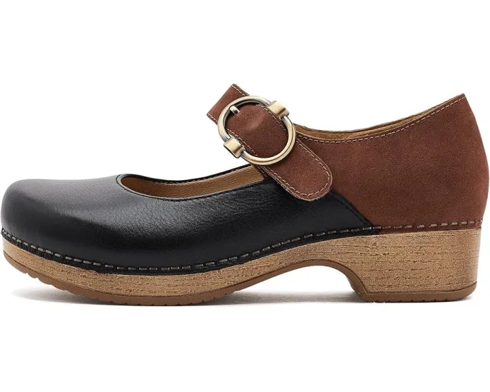 Dansko сабо Bonny Mary Jane из черной кожи с ремешком