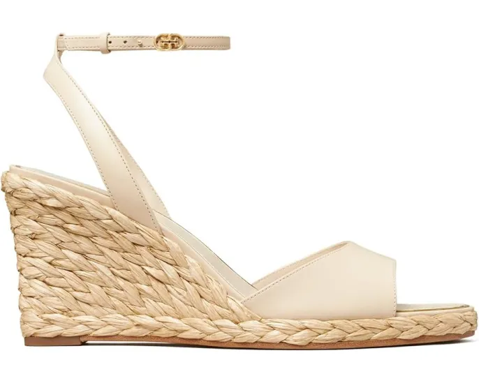 Сандалии Tory Burch Raffia Sandal Wedge 80 мм с плетением и миндалевидным носком