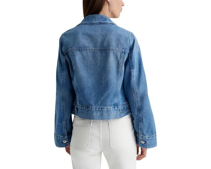 Короткая куртка-косуха Isa Cropped Trucker от AG Jeans из хлопка с регулируемым поясом