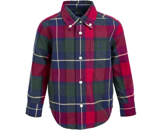 Рубашка Polo Ralph Lauren Kids из хлопкового оксфорда в клетку для малышей