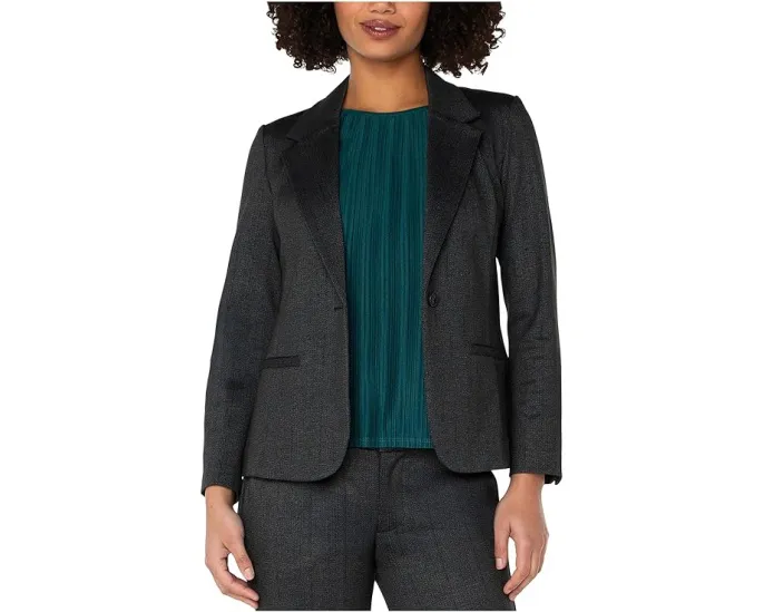 Приталенный блейзер Liverpool Los Angeles в рубчик с узором «елочка»