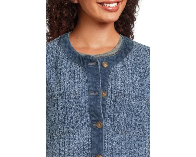 Короткая куртка Tommy Bahama из перфорированного твида и денима с двумя карманами