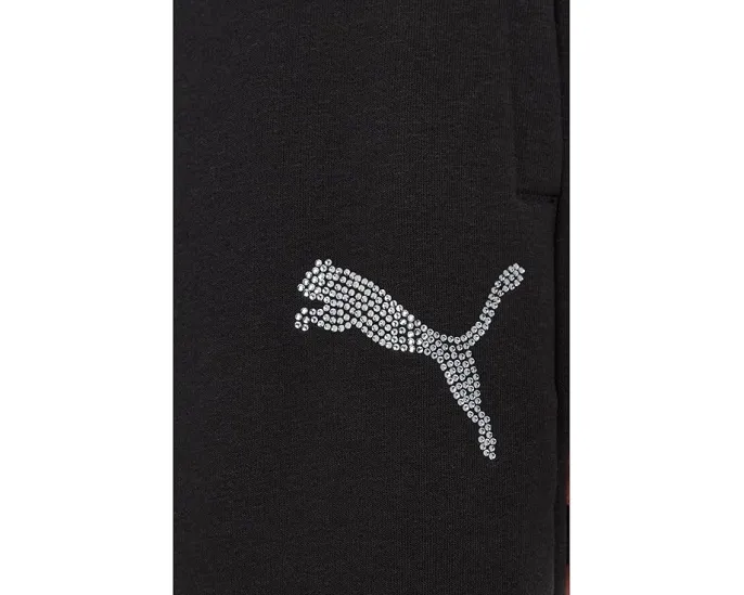 PUMA Essentials Graphics Leo Luxe Bedazzled Slouchy Pants брюки с пайетками из мягкого френч терри