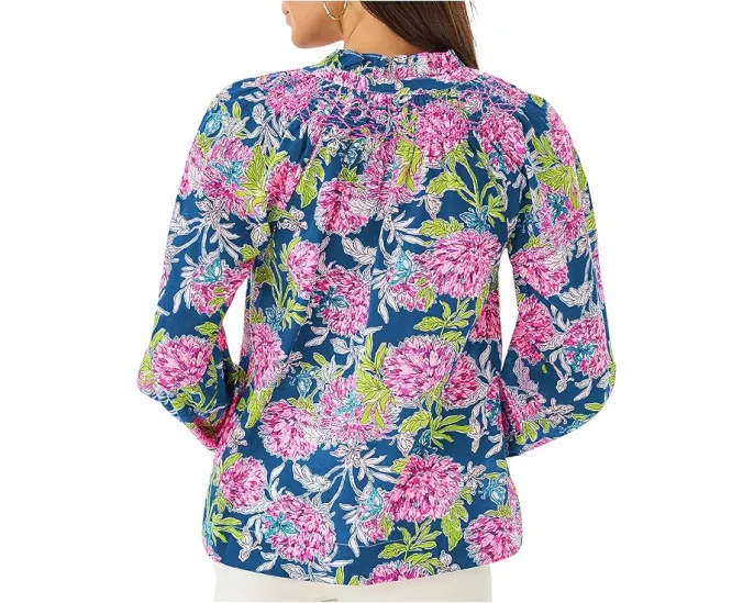 Блуза Lilly Pulitzer Lourdes с длинными рукавами и V-образным вырезом