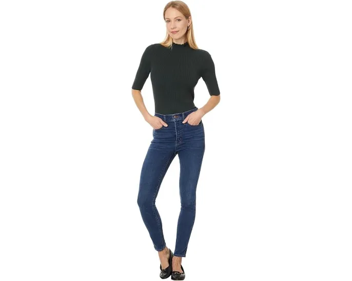 Свитер Lilla P Ruffle Mock Neck с рюшами на воротнике и укороченными рукавами