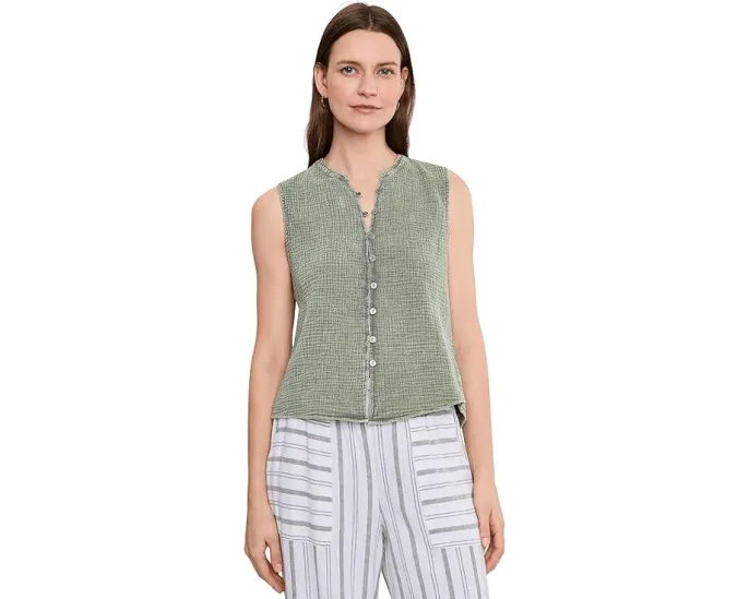 Топ Splendid Ava из воздушной марли с пуговицами и V-образным вырезом