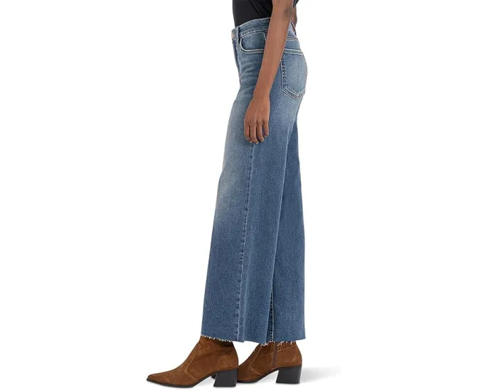 Джинсы KUT from the Kloth Meg завышенной посадки с широкими штанинами и необработанным краем
