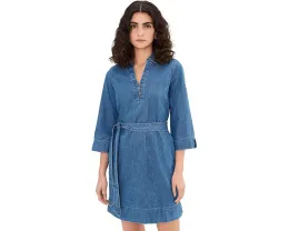 Короткое платье Tommy Bahama из денима с рукавом 3/4 и поясом
