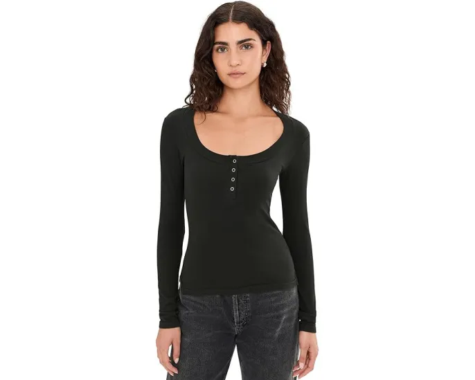 Free People Wide Awake Layering топ для многослойности с круглым вырезом