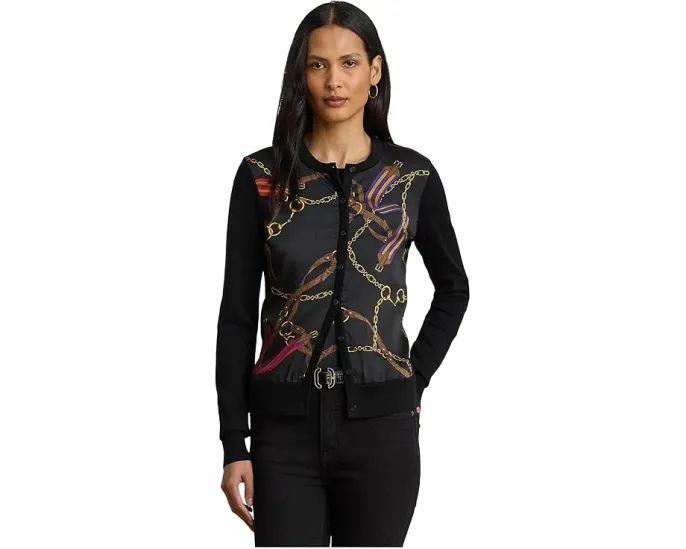 Кардиган Lauren Ralph Lauren с ремневым принтом и атласным передом