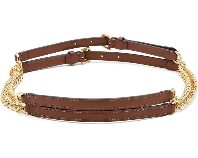 Lauren Ralph Lauren ремень Stacked Chain из кожи с цепочкой