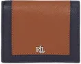 Компактный кожаный кошелек Lauren Ralph Lauren с цветовыми блоками