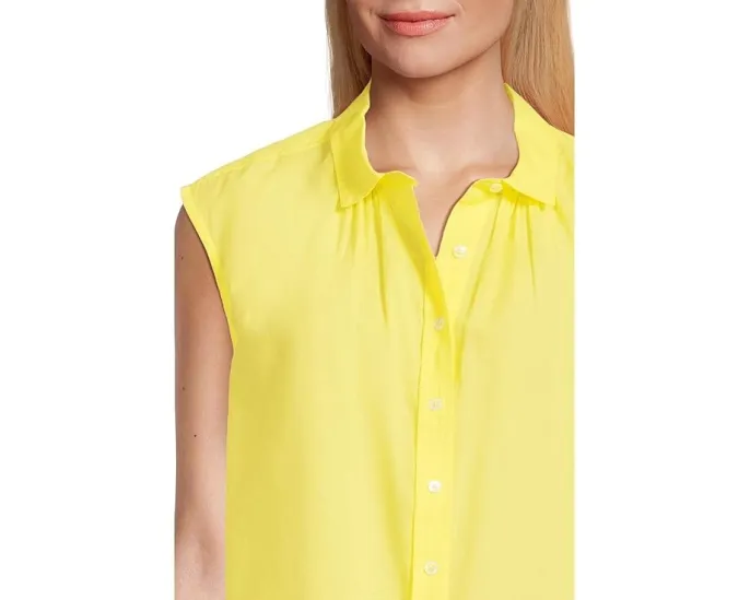 Короткая рубашка Lilla P на пуговицах из легкого летнего вуаля с удлиненными плечами