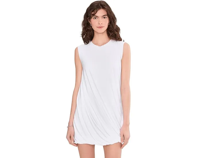 Мини-платье Norma Kamali без рукавов с драпировкой и расклешенным подолом