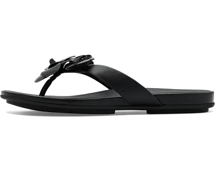 Шлепанцы FitFlop Gracie Flower Leather Flip-flops с цветочным принтом