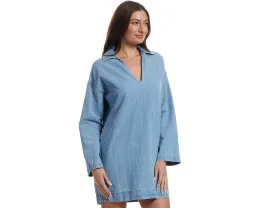 Платье Faherty Linen Denim Sail Away с V-образным вырезом и длинными рукавами