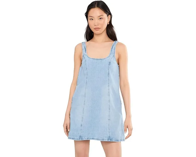Summertime Flare Denim Min Dress in Blue