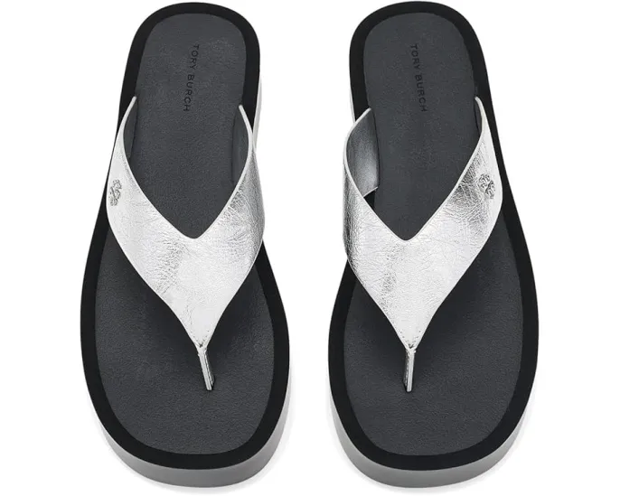 Кожаные шлепанцы Leather Platform Flip Flop от Tory Burch на платформе