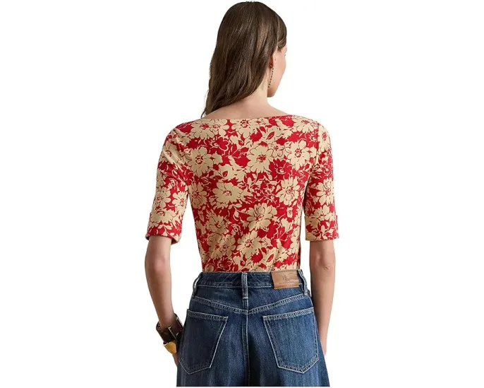 Футболка Lauren Ralph Lauren с цветочным принтом и горловиной лодочкой