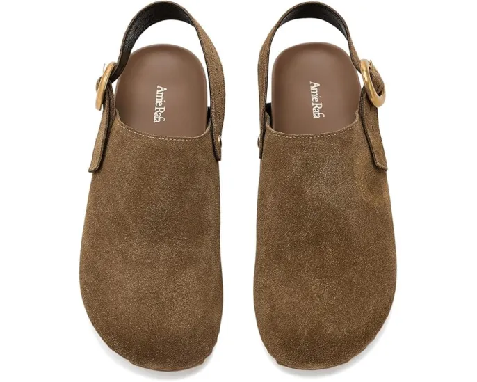 Сабо Toni Suede Clogs от Amie Rafa на танкетке серо-коричневые