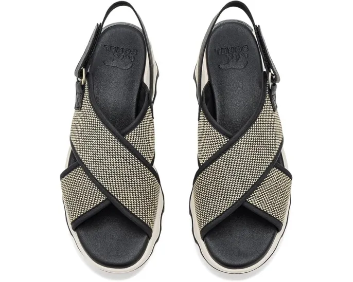 Сандалии SOREL Kinetic Aura Slingback Txt с текстильным верхом и квадратным каблуком