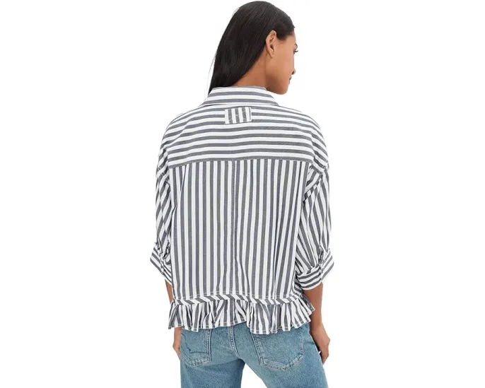 Рубашка Free People We The Free Bailey в полоску с рюшами на подоле