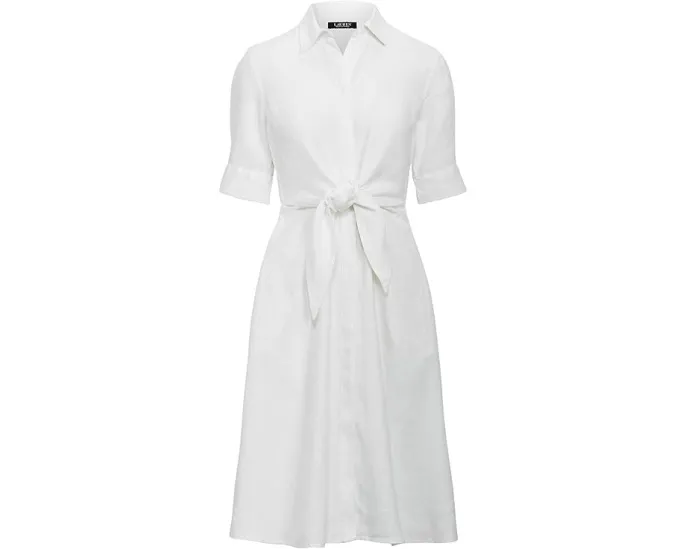 Платье-рубашка Lauren Ralph Lauren из льна с поясом