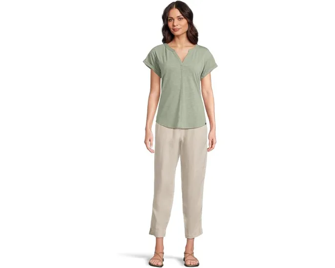 Льняные брюки L.L.Bean Premium Linen Breezy с зауженным силуэтом и разрезом по бокам