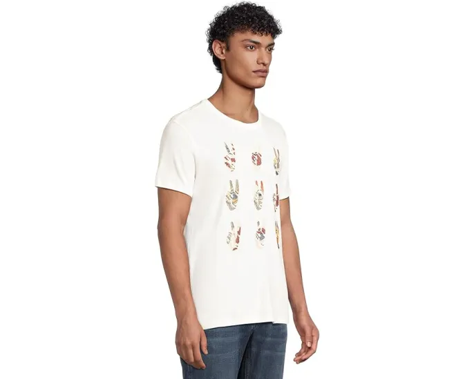 Футболка John Varvatos с вышитыми знаками мира и международными флагами