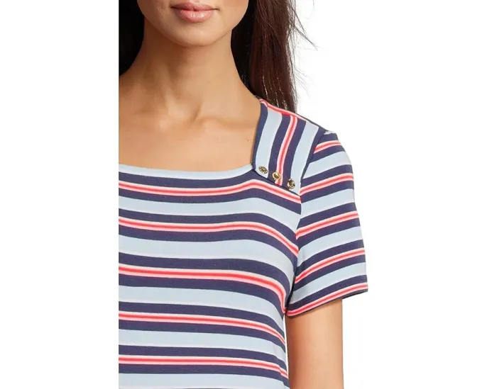 Платье Beaty с квадратным вырезом и золотыми пуговицами