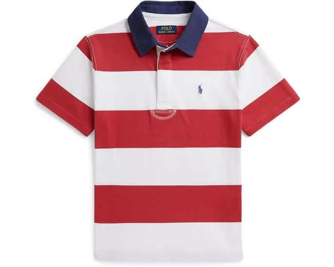 Рубашка-регби Polo Ralph Lauren из хлопкового джерси в полоску с коротким рукавом для детей старшего возраста