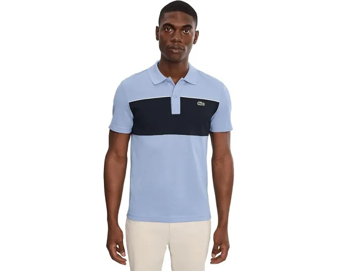 Поло Lacoste Regular Fit с цветными блоками и контрастной окантовкой