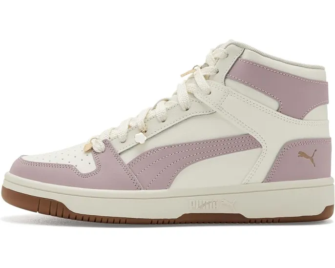 Высокие кроссовки Puma Rebound Layup Express Yourself в белом, розовом и золотистом цветах