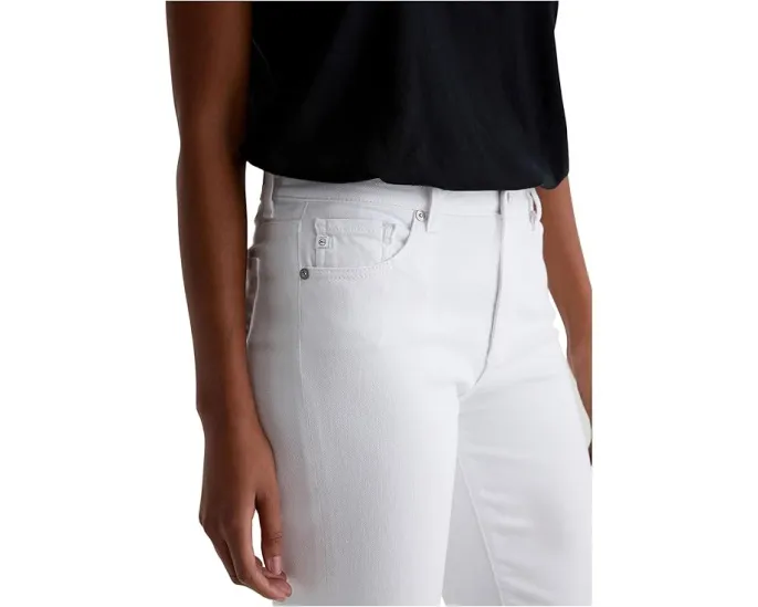 Джинсы Mari Mid-Rise Slim Straight из мягкого стрейч-денима белого цвета AG Jeans