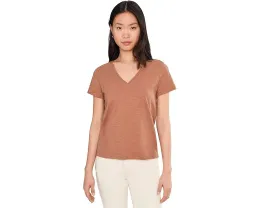 Топ Lilla P Short Sleeve Back Seam с V-образным вырезом и коротким рукавом