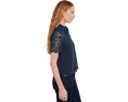 Lace Short Sleeves Hidden Placket Shirt