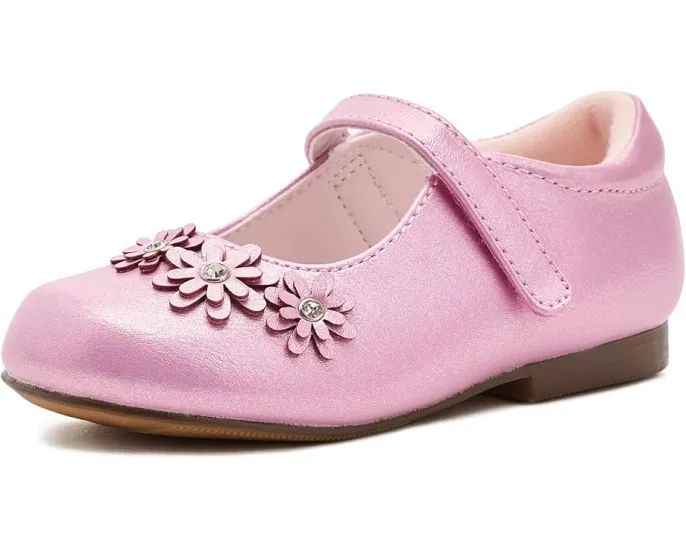 Туфли для девочек Nina Kids Daisy с цветочным апплике и стразами на липучке