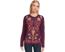 Блуза Raw Seam Henley с вышивкой и свободным кроем Johnny Was