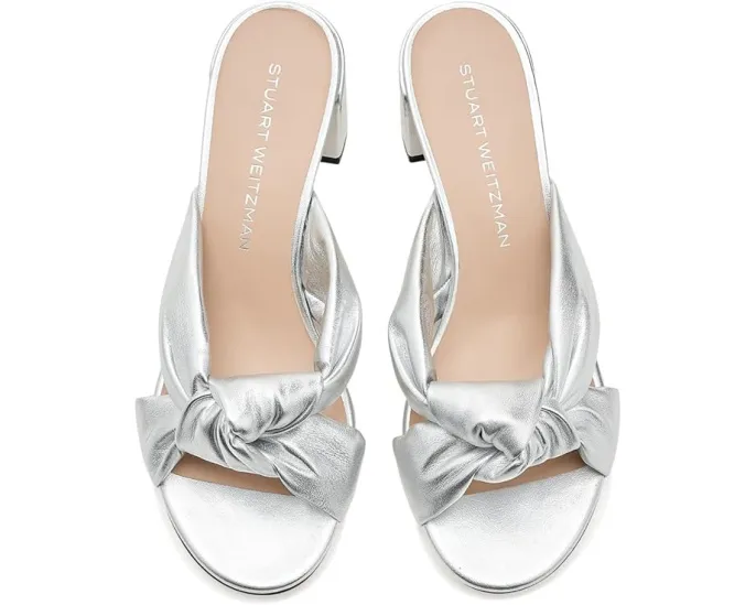 Сланцы Stuart Weitzman Soplaya Block Slide 50 на платформе из кожи