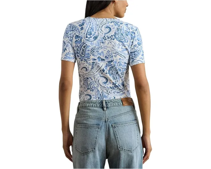 Paisley Stretch Cotton Crewneck Tee
